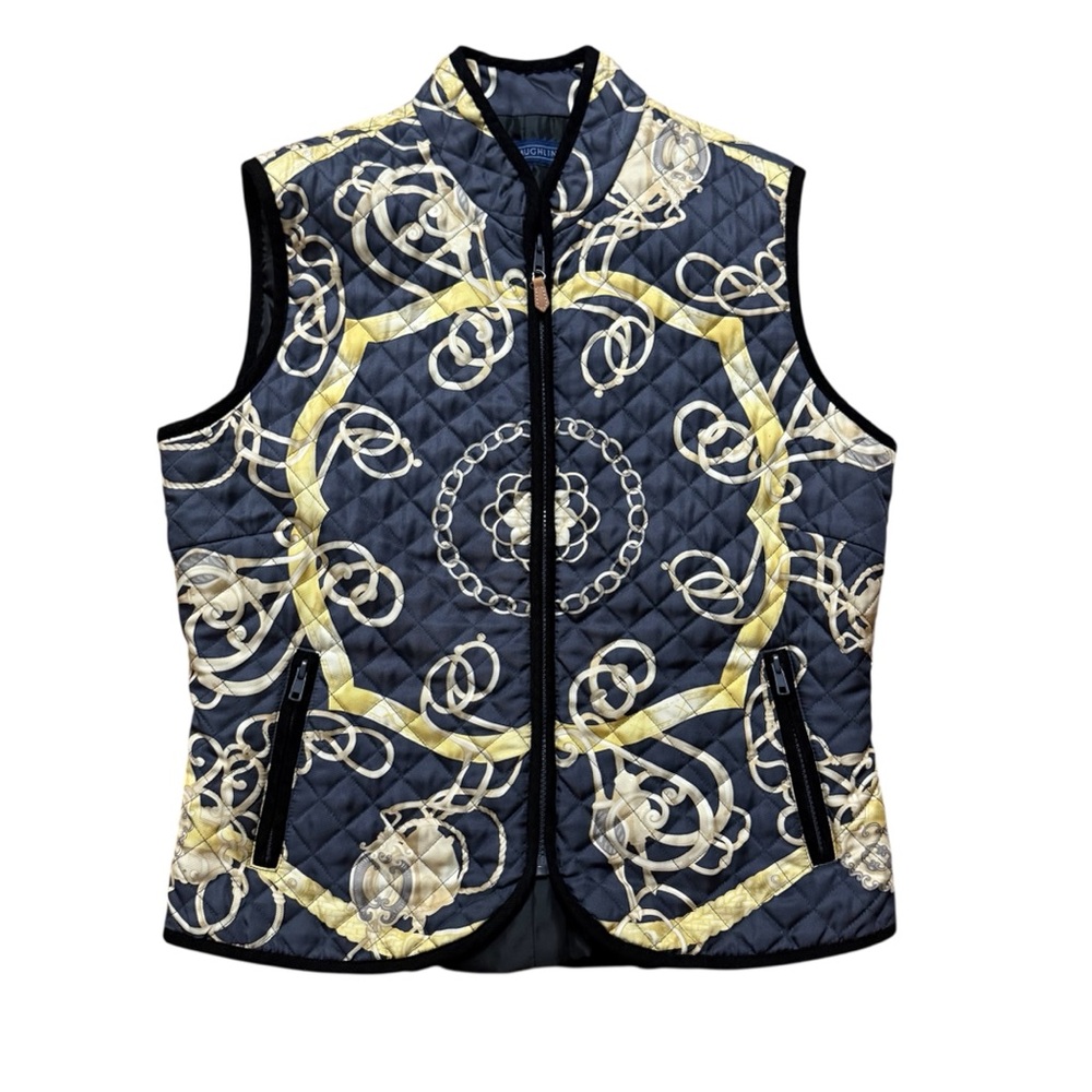 J. Mclaughlin Equestrian Chain Pattern Silk Quilt… - image 1